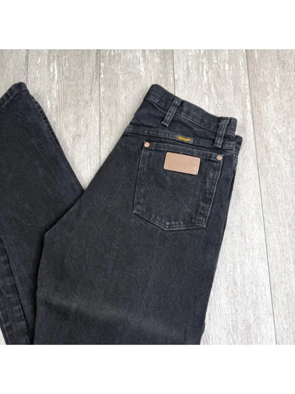 Vintage Mens Wrangler Cowboy Cut Black Straight Leg Denim Jeans Size 32 x 34